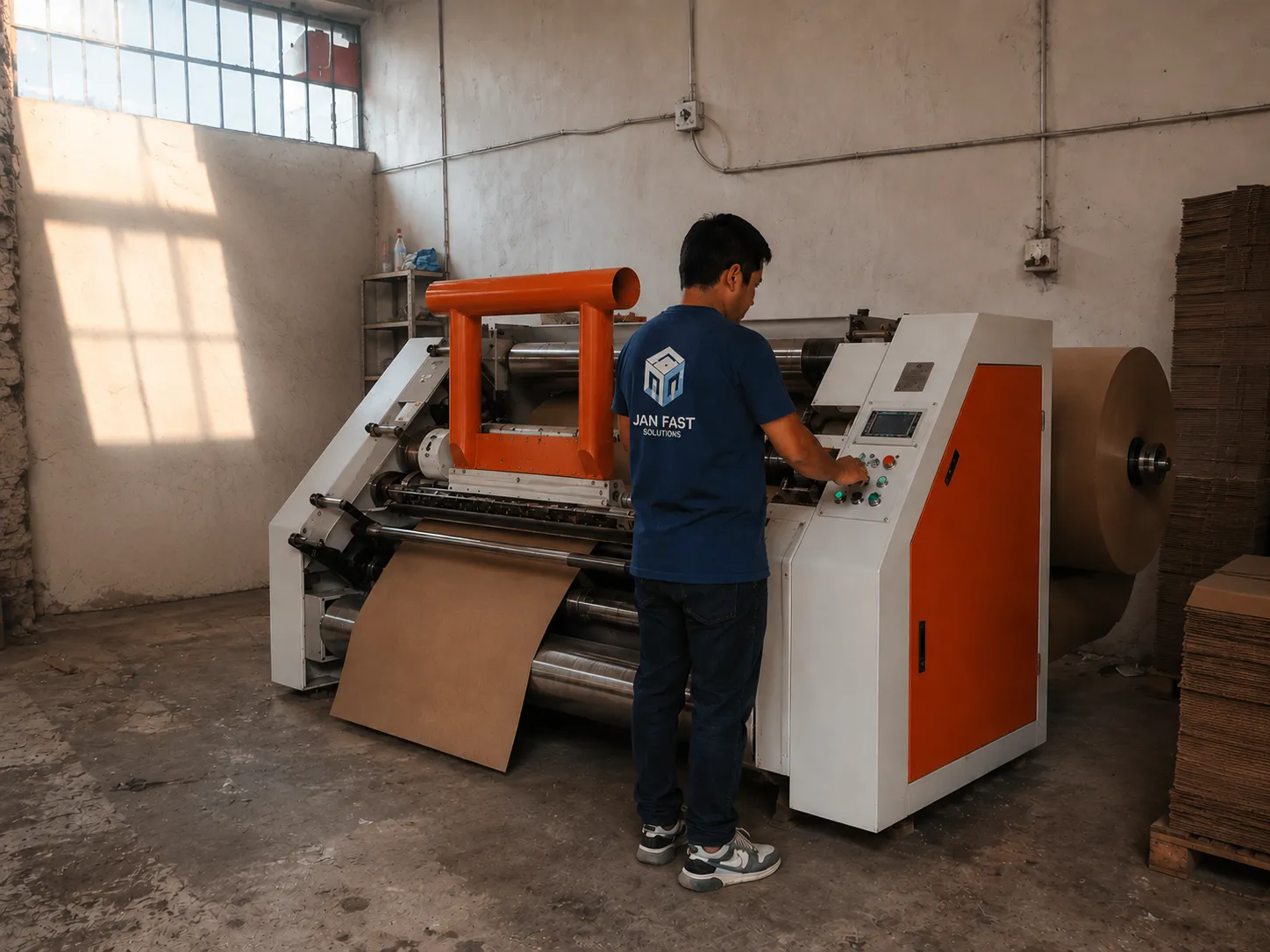 Maquinaria industrial para fabricar cajas de cartón corrugado y prensado